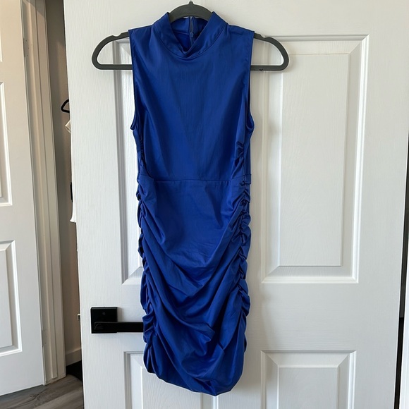 Blue Mock Neck Dress - Picture 1 of 3